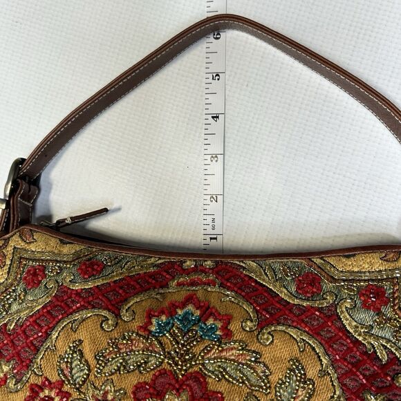 Isabella Fiore Floral Tapestry Glass Bead Embellished Leather Shoulder Bag - Picture 13 of 16